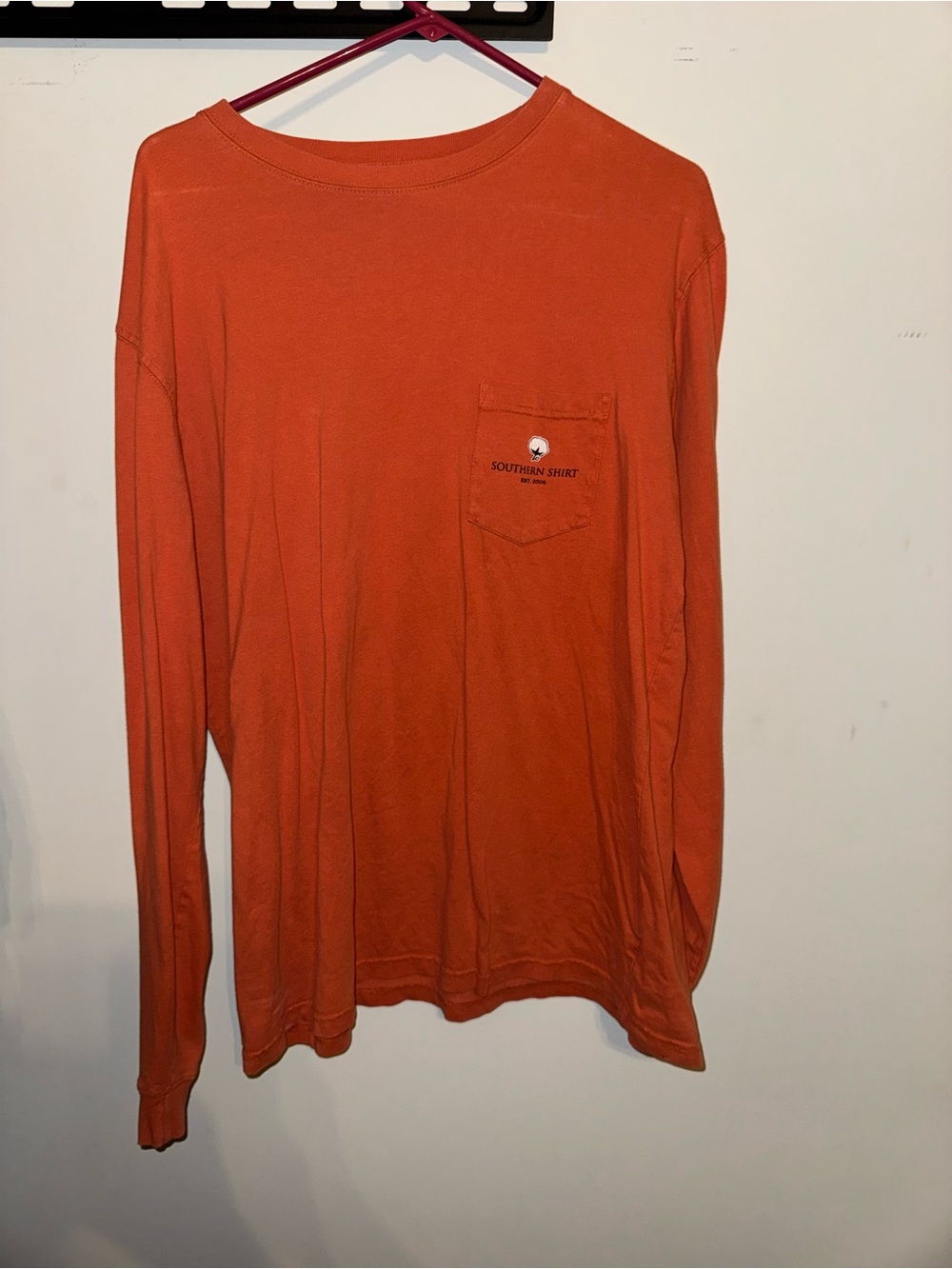 The Southern Shirt Company Men's Long-Sleeve Pocket Tee in Orange